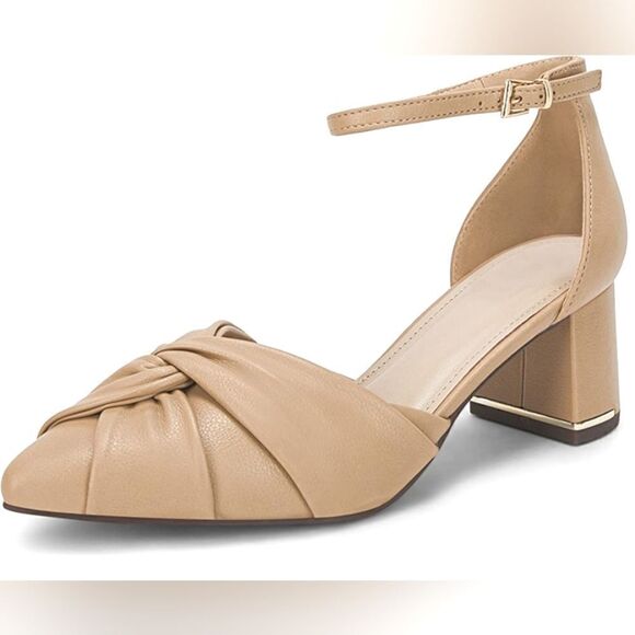 (52-2404) Coutgo Womens Chunky Heels Sandals-Twist Bow Sz 8.5 - Picture 1 of 11